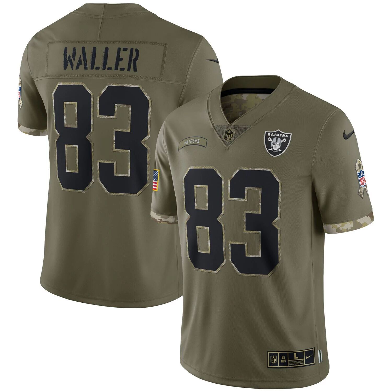 

Мужское джерси Nike Darren Waller Olive Las Vegas Raiders 2022 Salute To Service Limited