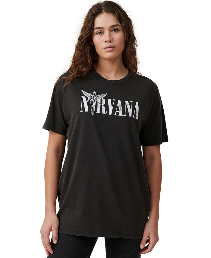Женская футболка The Oversized Nirvana COTTON ON, цвет Nirvana Washed Black