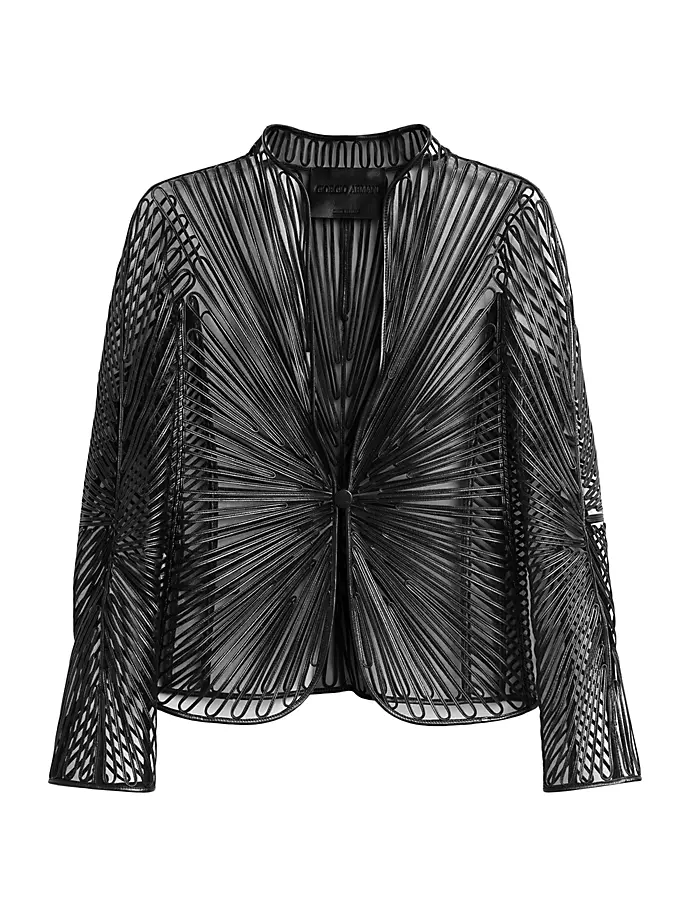 

Приталенный кожаный вечерний пиджак Giorgio Armani, черный