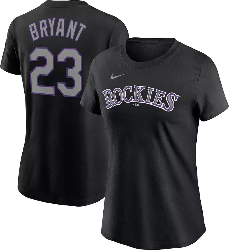 

Женская черная футболка Nike Colorado Rockies Kris Bryant #23