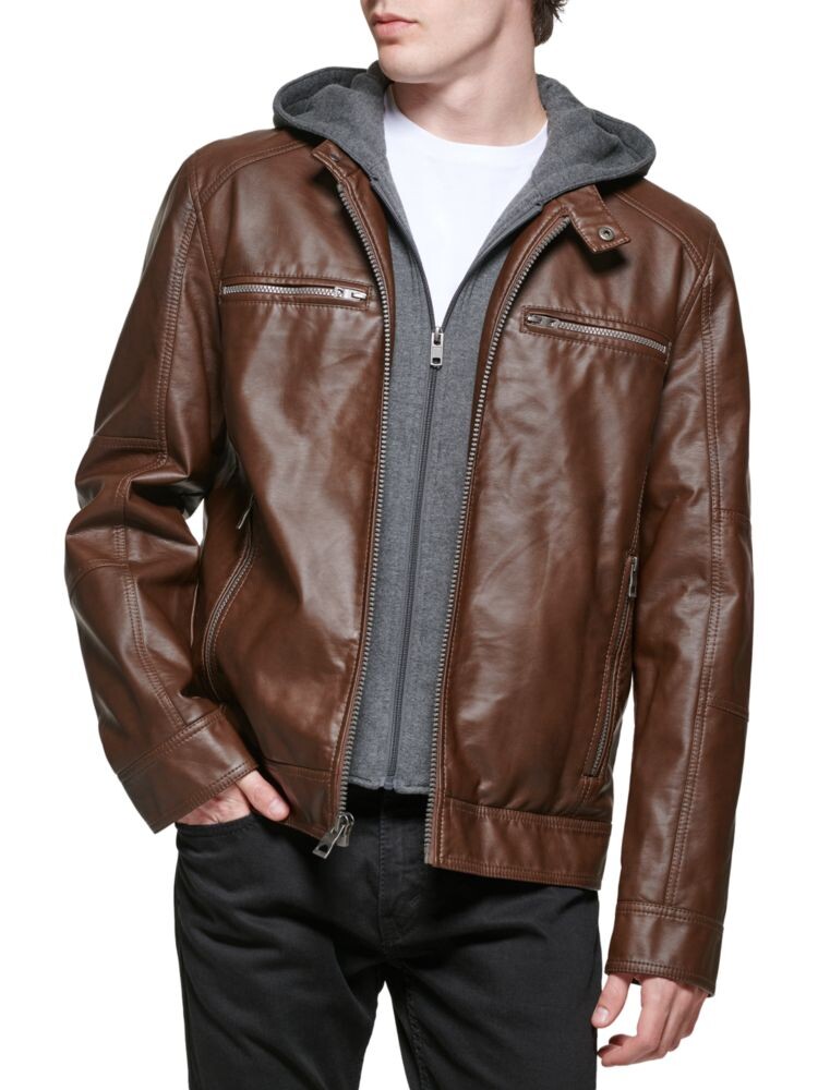 

Куртка из искусственной кожи с капюшоном 2-в-1 Guess, цвет Dark Brown