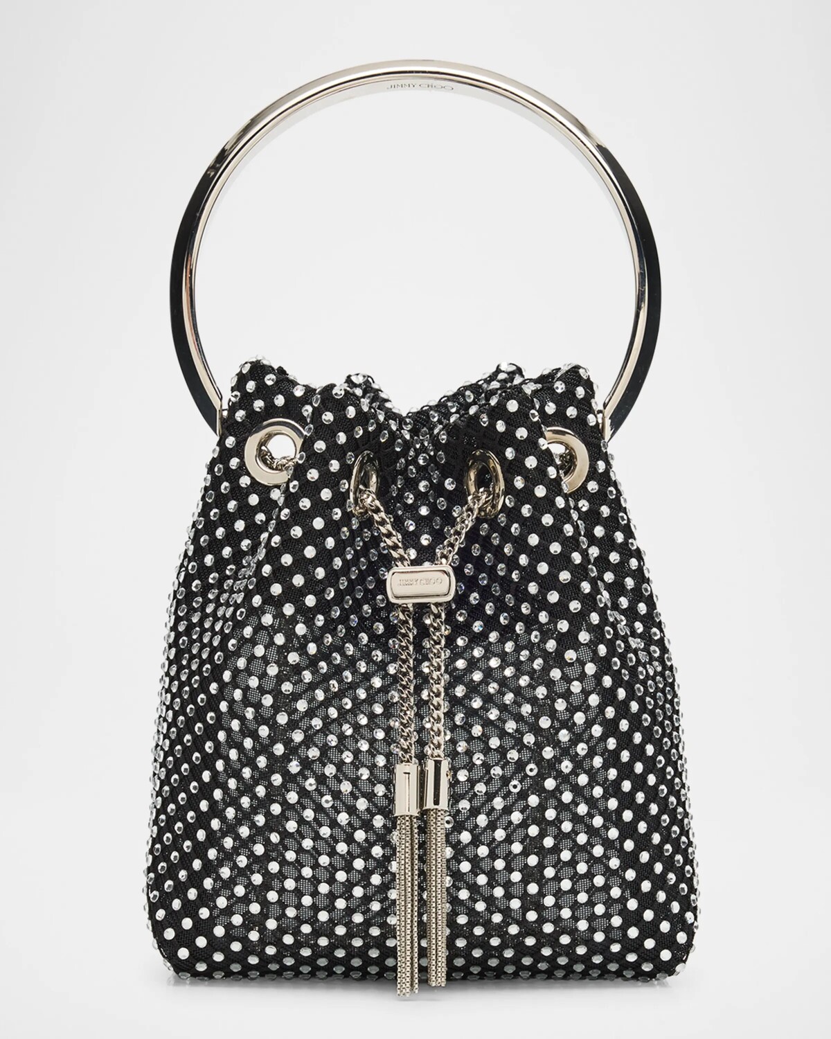 

Сумка Bon Bon Mesh с кристаллами и верхней ручкой Jimmy Choo, цвет Blackcrystal