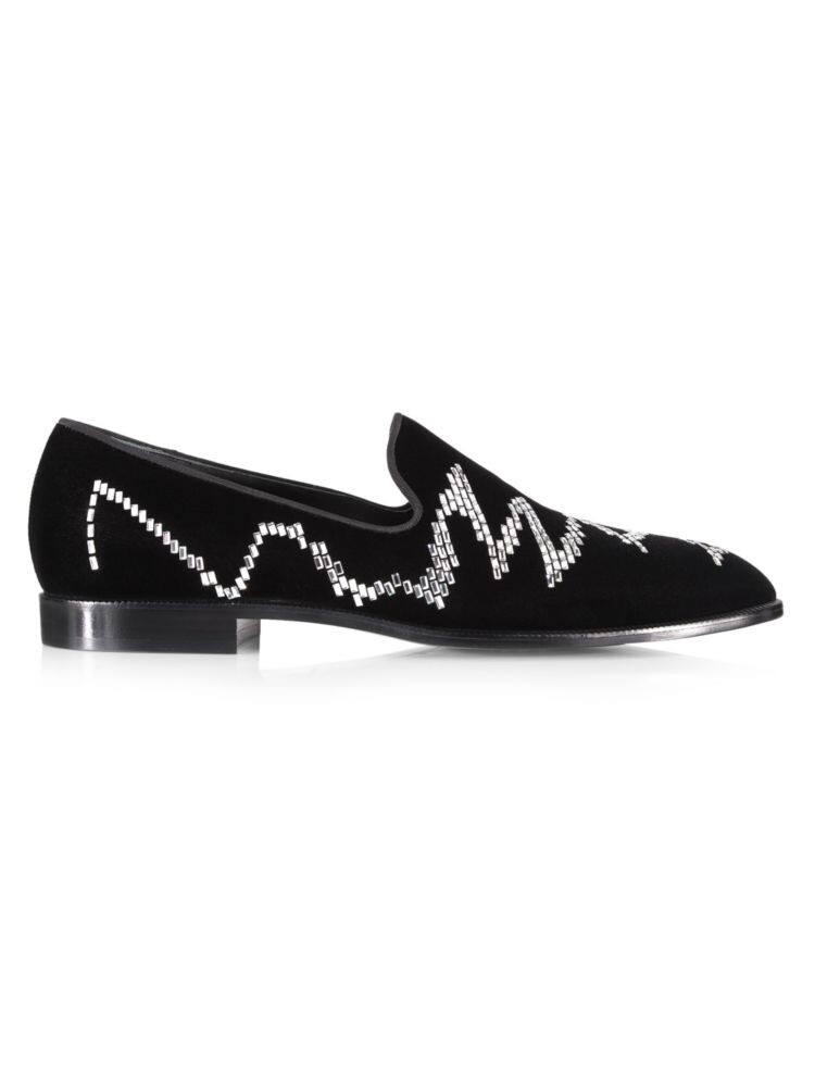 

Бархатные лоферы Flavio для курения Giuseppe Zanotti, цвет Black Silver