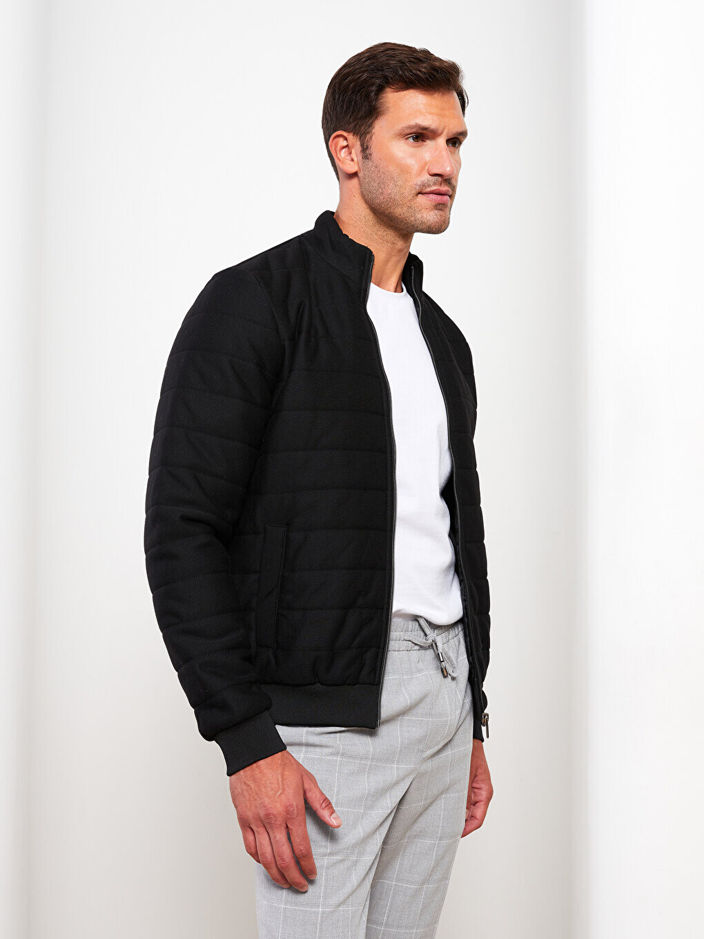 

Мужской спортивный кардиган Slim Fit с воротником-стойкой и длинными рукавами LCW Vision, новый черный