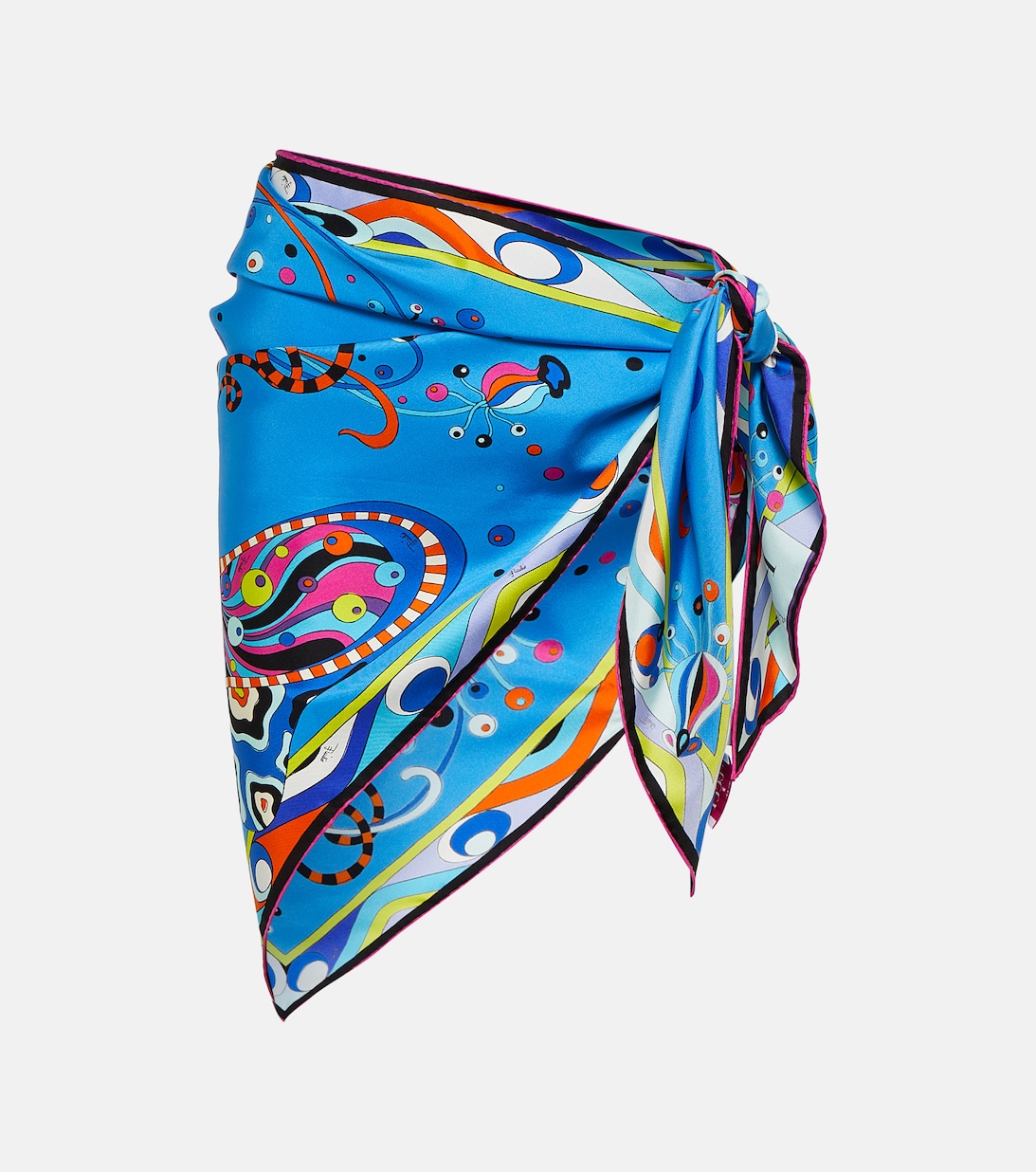 Шелковый шарф с принтом Pucci, разноцветный шелковый шарф с принтом pucci разноцветный