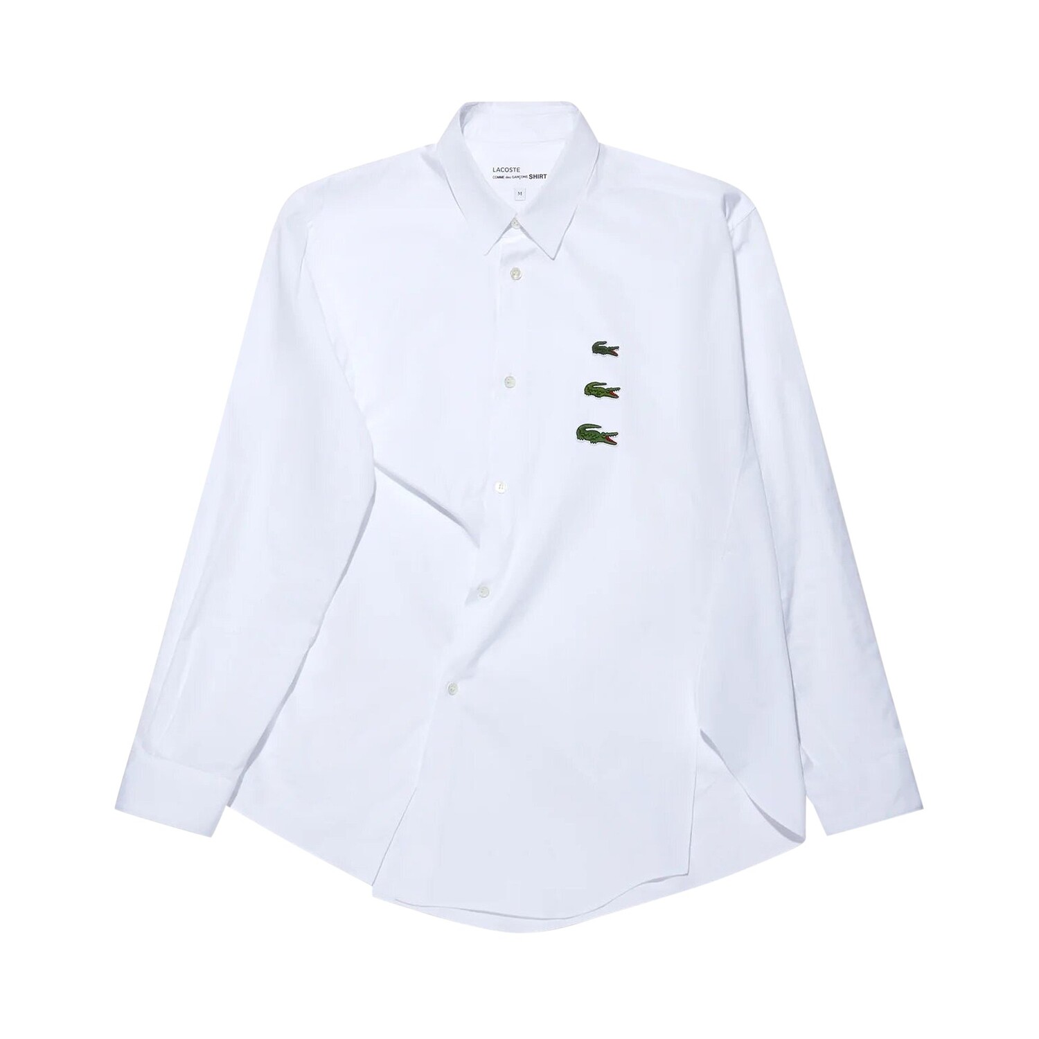 

Comme des Garçons SHIRT x Lacoste Асимметричная рубашка с тройным логотипом, цвет Белый/Черный