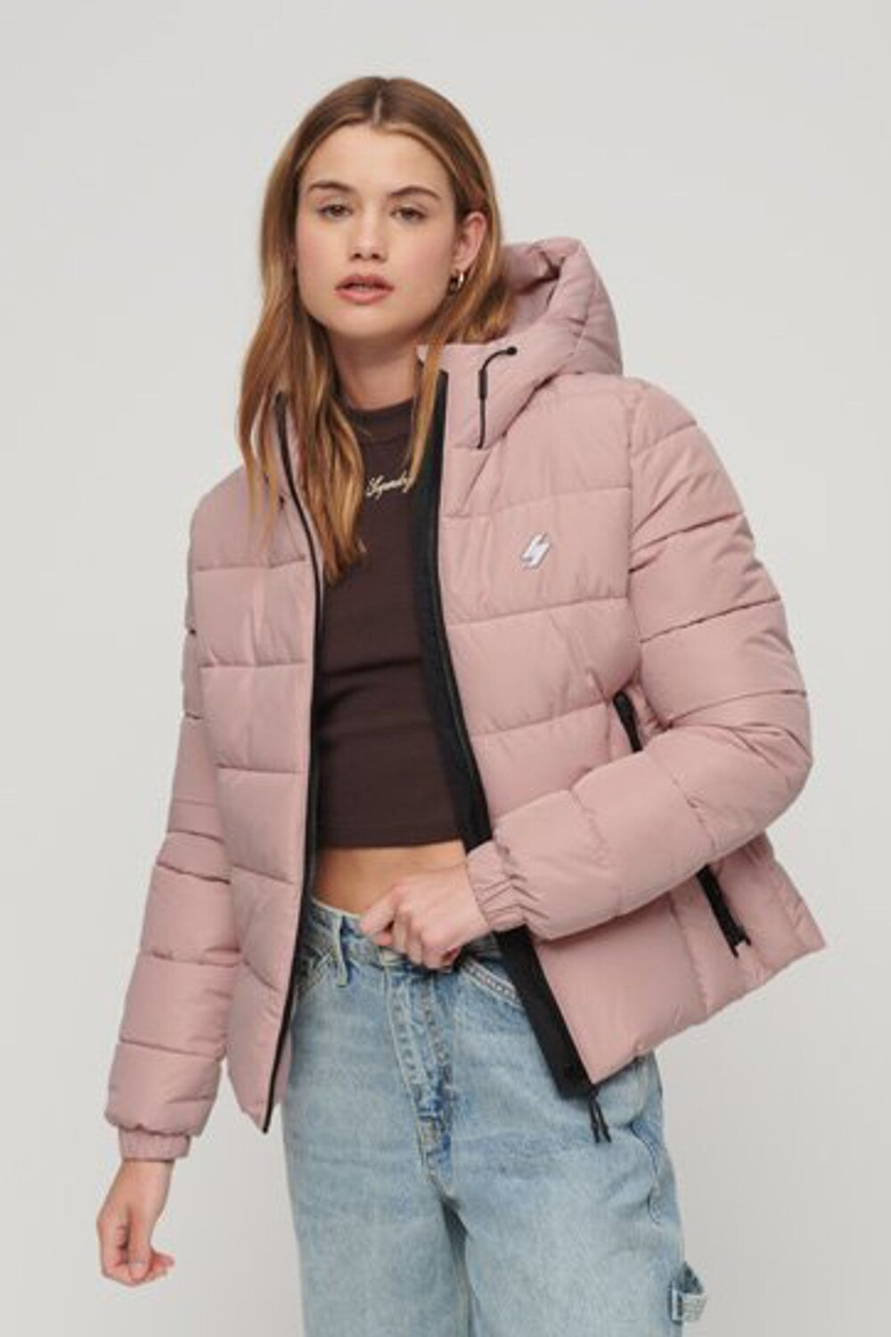 

Утепленная куртка Spirit Sports с капюшоном Superdry, розовый