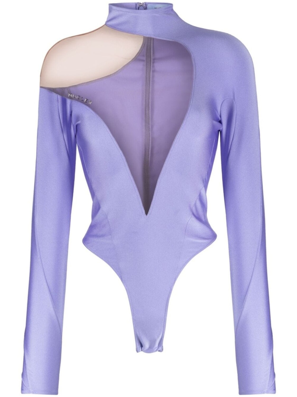 

Mugler боди Illusion асимметричного кроя, фиолетовый