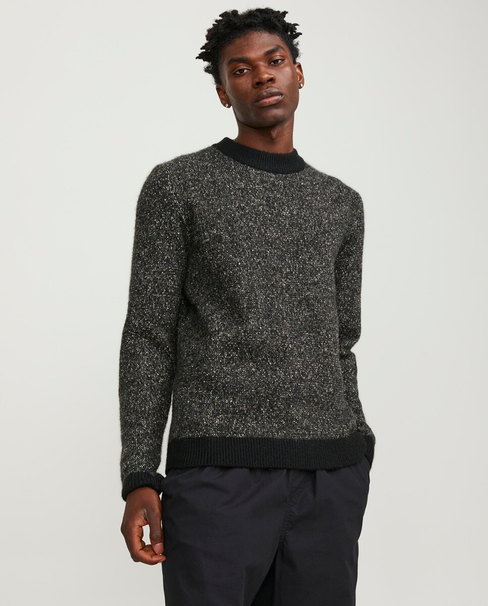 

Мужской вязаный свитер с круглым вырезом Jack & Jones, черный