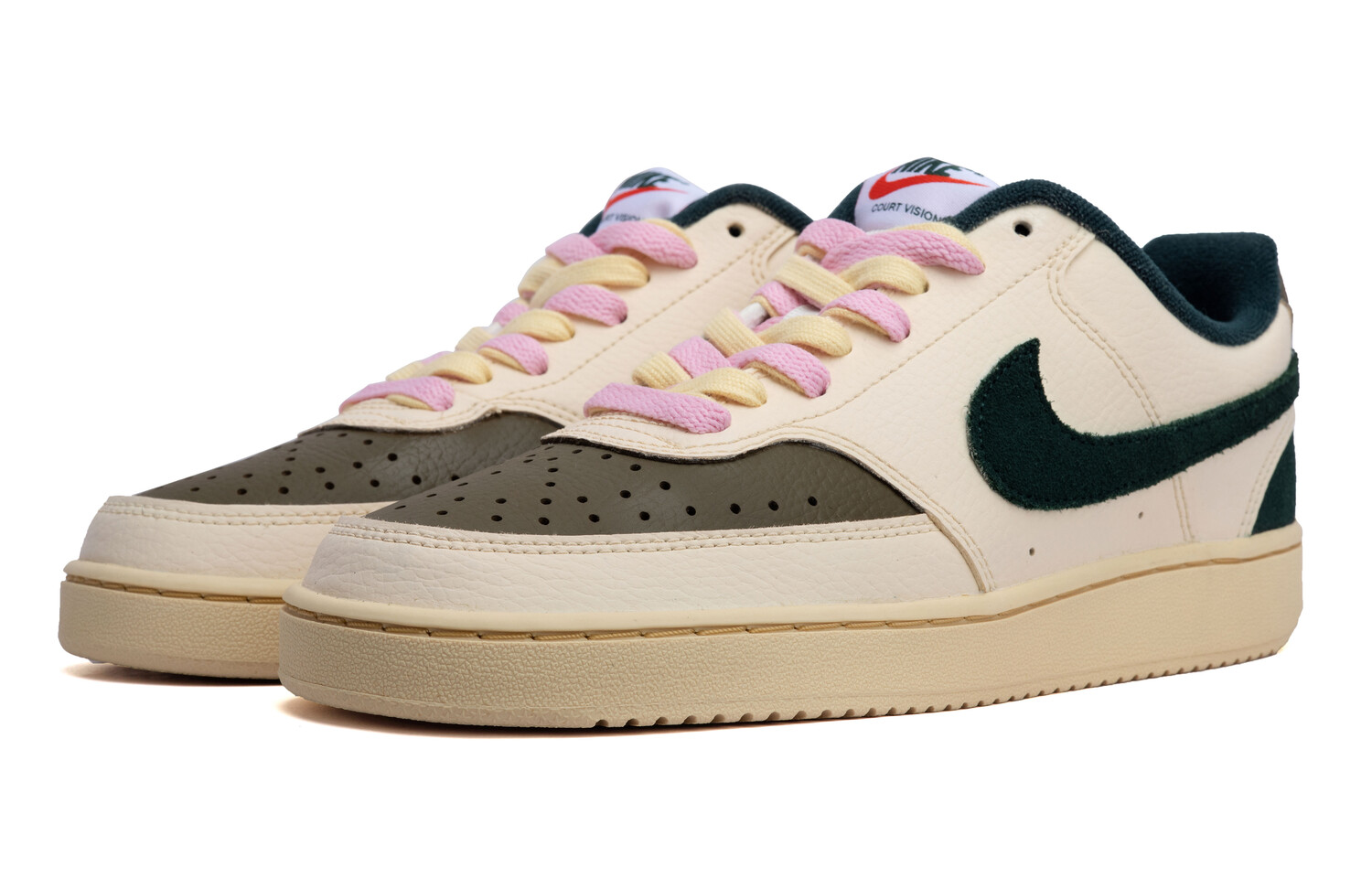 

Кроссовки Nike Court Vision 1 Skateboard Shoes Unisex Low-Top Beige/green/coffee