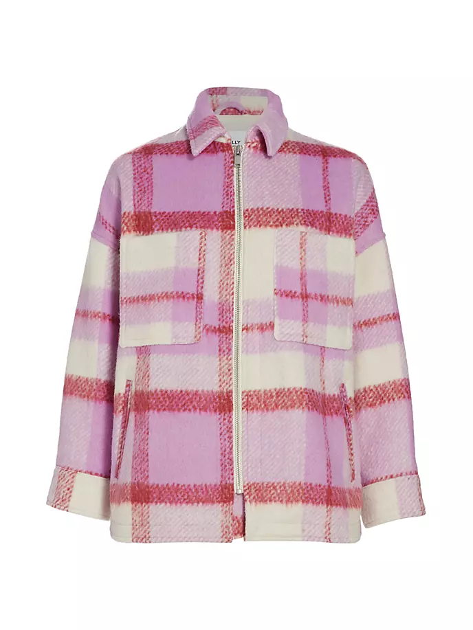

Куртка-рубашка в клетку из смесовой шерсти Ophelia Ena Pelly, цвет spiced coral check