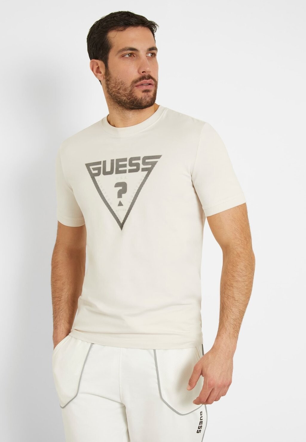 

Футболка с принтом STRETCH LOGO-DREIECK Guess, цвет creme