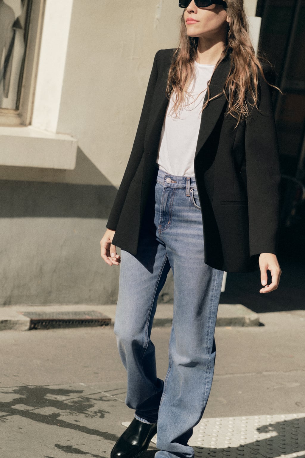 

Приталенный пиджак с мягкими плечами Zw Collection ZARA, черный