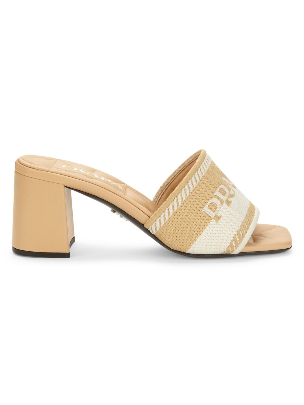 

Жаккардовые мюли с логотипом 65MM Prada, бежевый