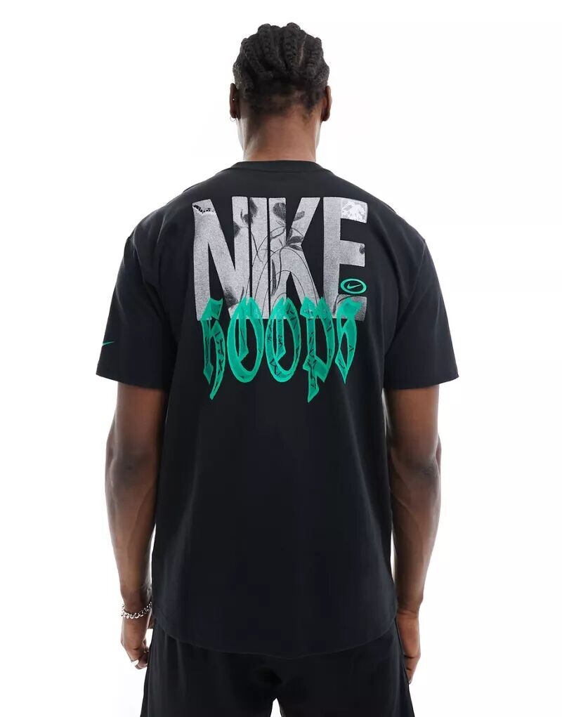 

Черная футболка Nike Basketball с графическим принтом на спине