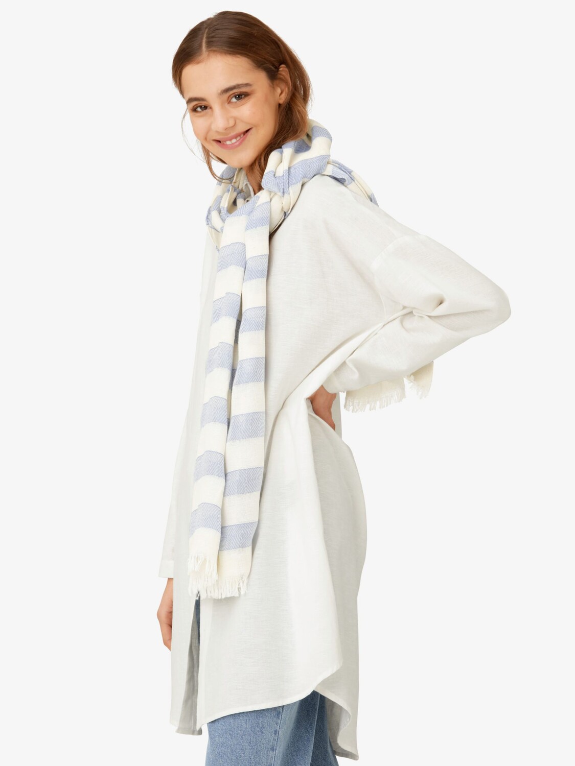

Шарф в полоску Copenhagen Tezza, Art Blue/White