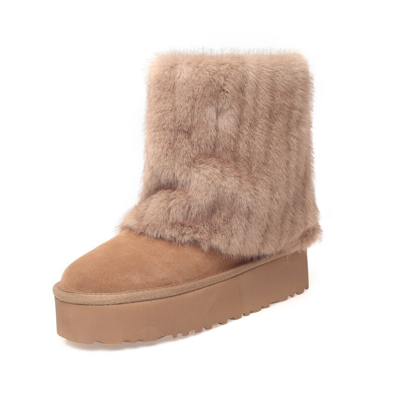 

Зимние ботинки женские Bai Shiting, цвет Off-white mid-rise boots