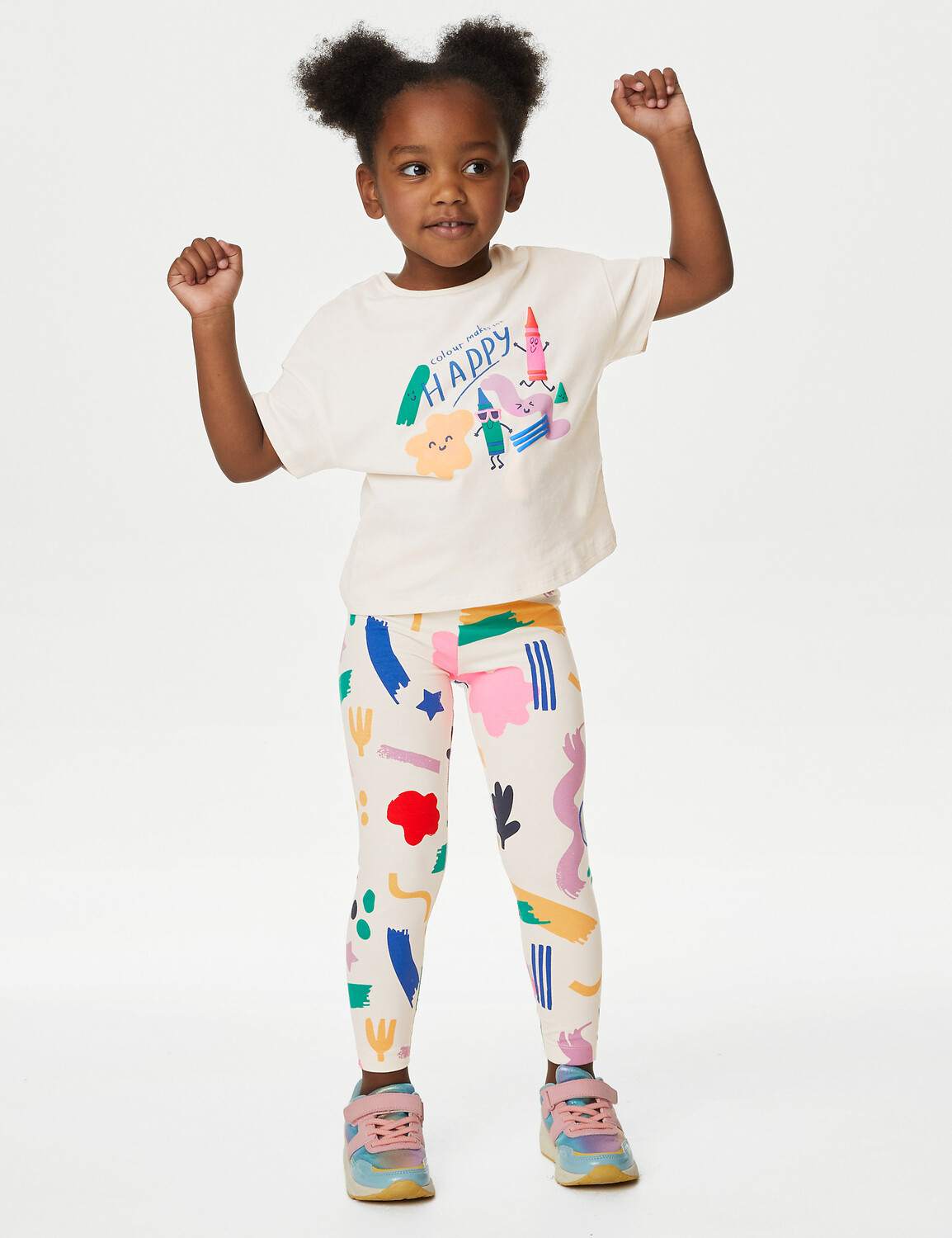 

Леггинсы с хлопковым узором (2–8 лет) Marks & Spencer, мульти