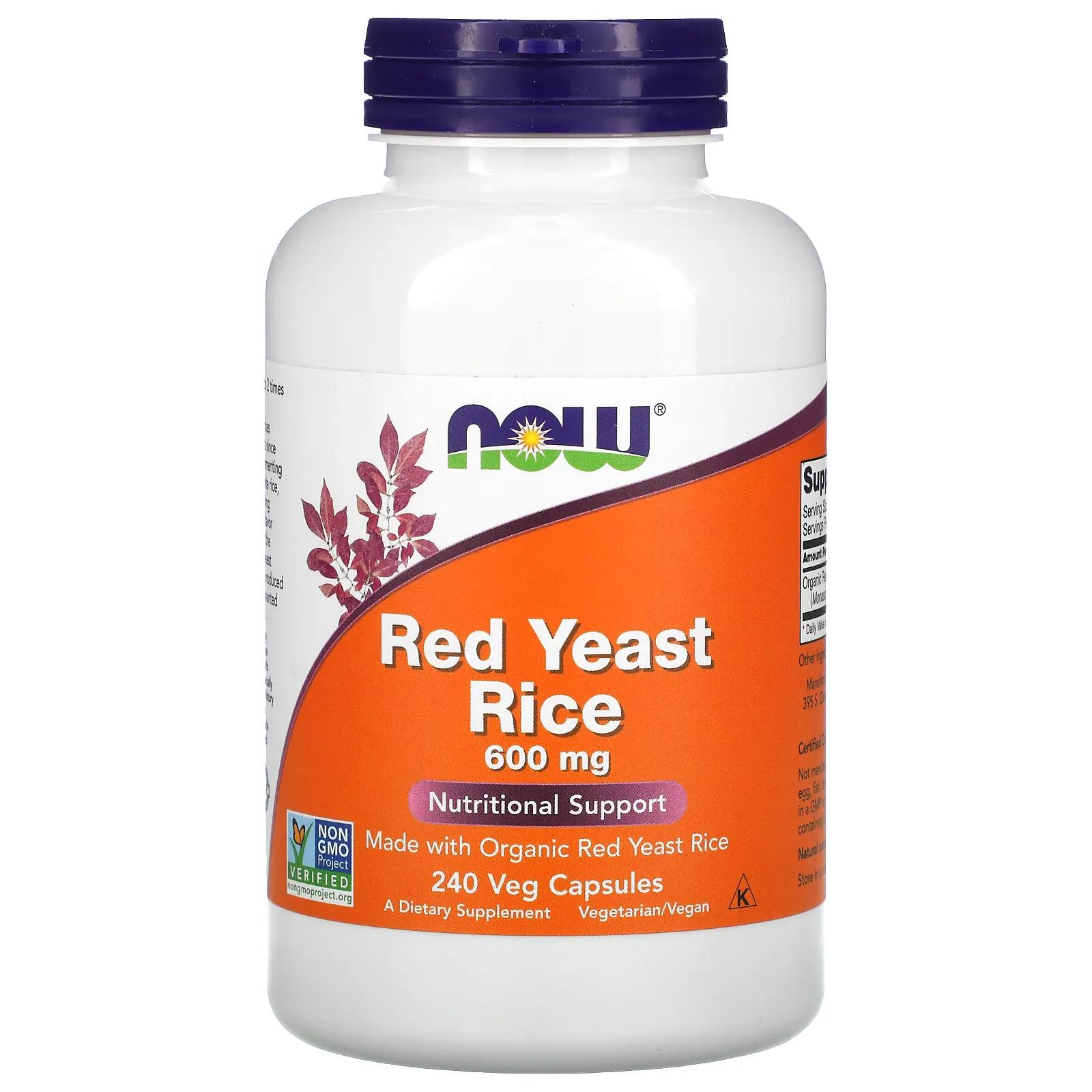 Now Foods Красный ферментированный рис 600 мг 240 растительных капсул