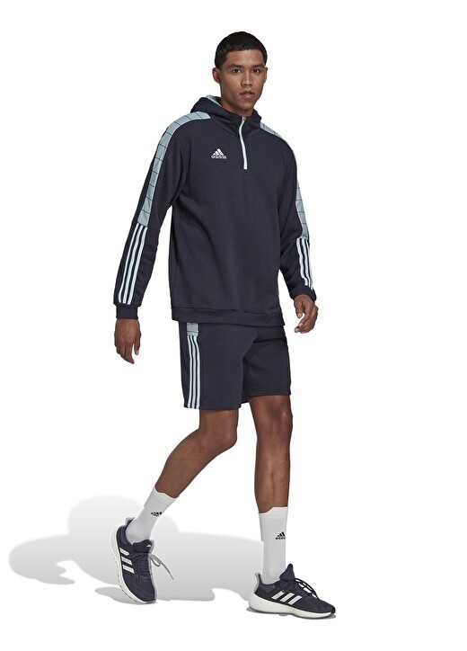 

Темно-синяя мужская толстовка с воротником стойкой Adidas, Синий