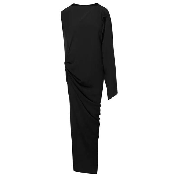 

Платье edfu' long one-shoulder draped dress in silk Rick Owens, черный