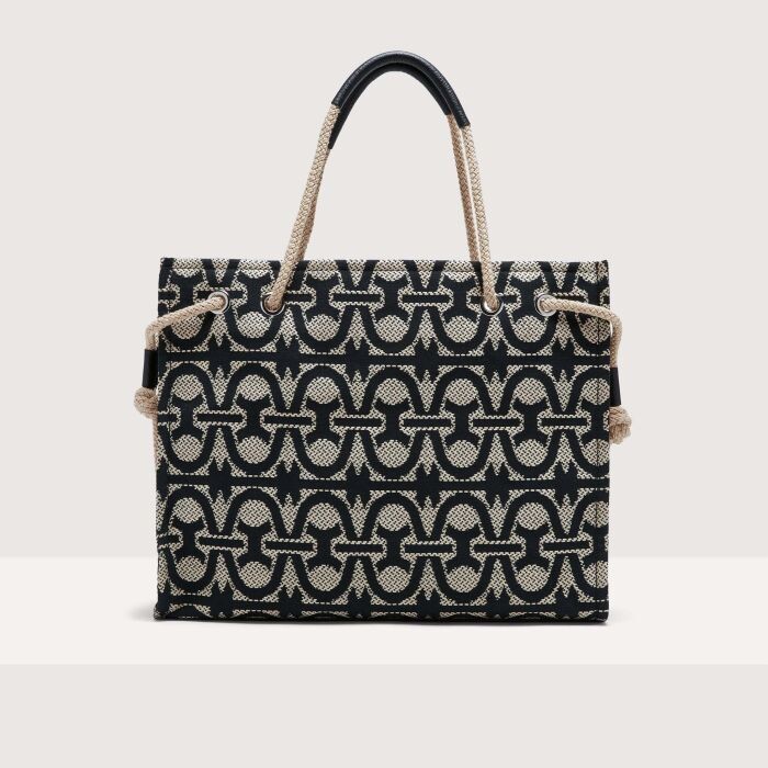 

Летняя сумочка из жаккардовой ткани с монограммой Coccinelle NEVER WITHOUT BAG SUMMER MONOGRAM LARGE, черный
