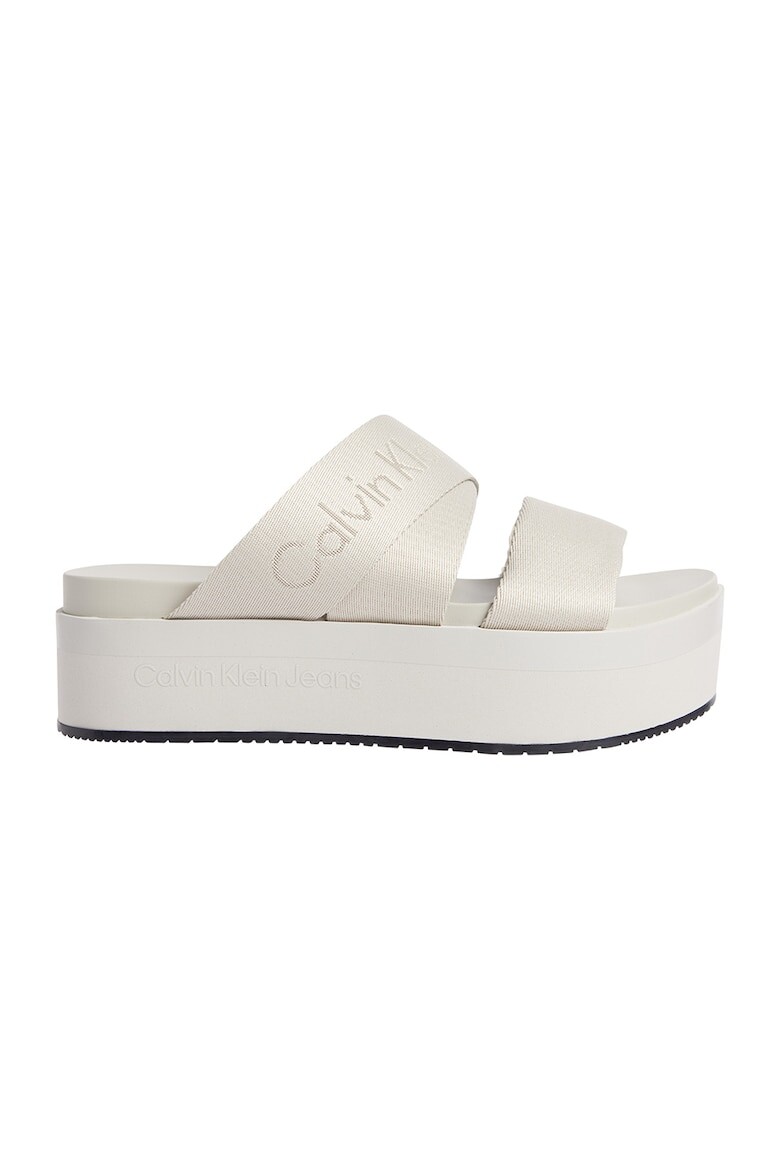 

Тапочки на плоской платформе с логотипом Calvin Klein Jeans, белый