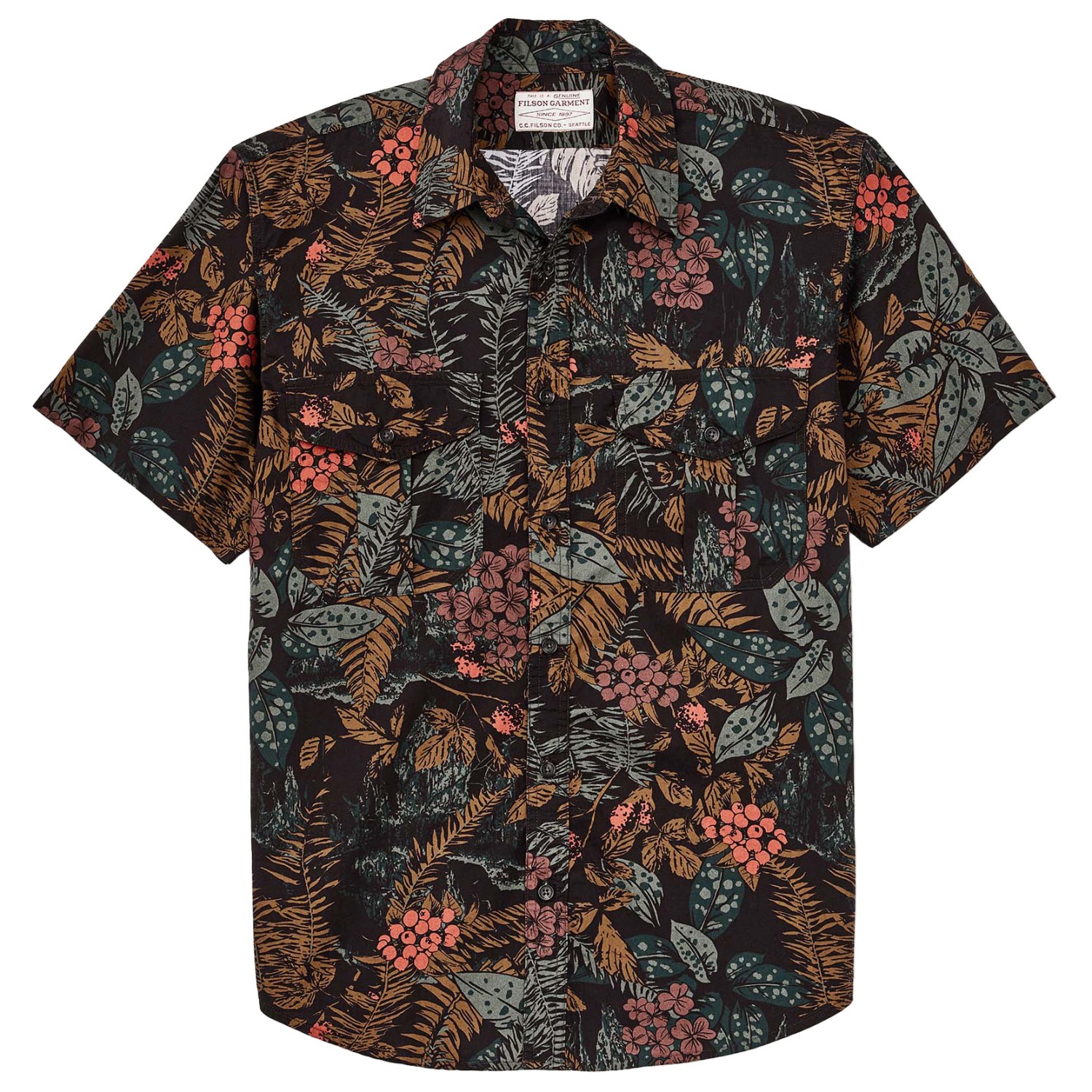 Рубашка Filson Washed S/S Feather Cloth Shirt, цвет Northwest Rainforest