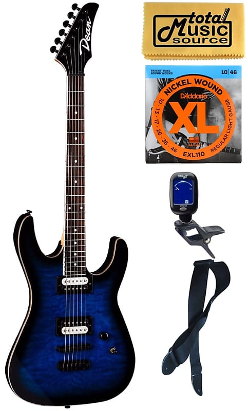 Электрогитара Dean MDX Electric Guitar, Quilt Maple, Trans Blue Burst, Bundle mikrotik qm x крепление на мачту для линейки sxtsq