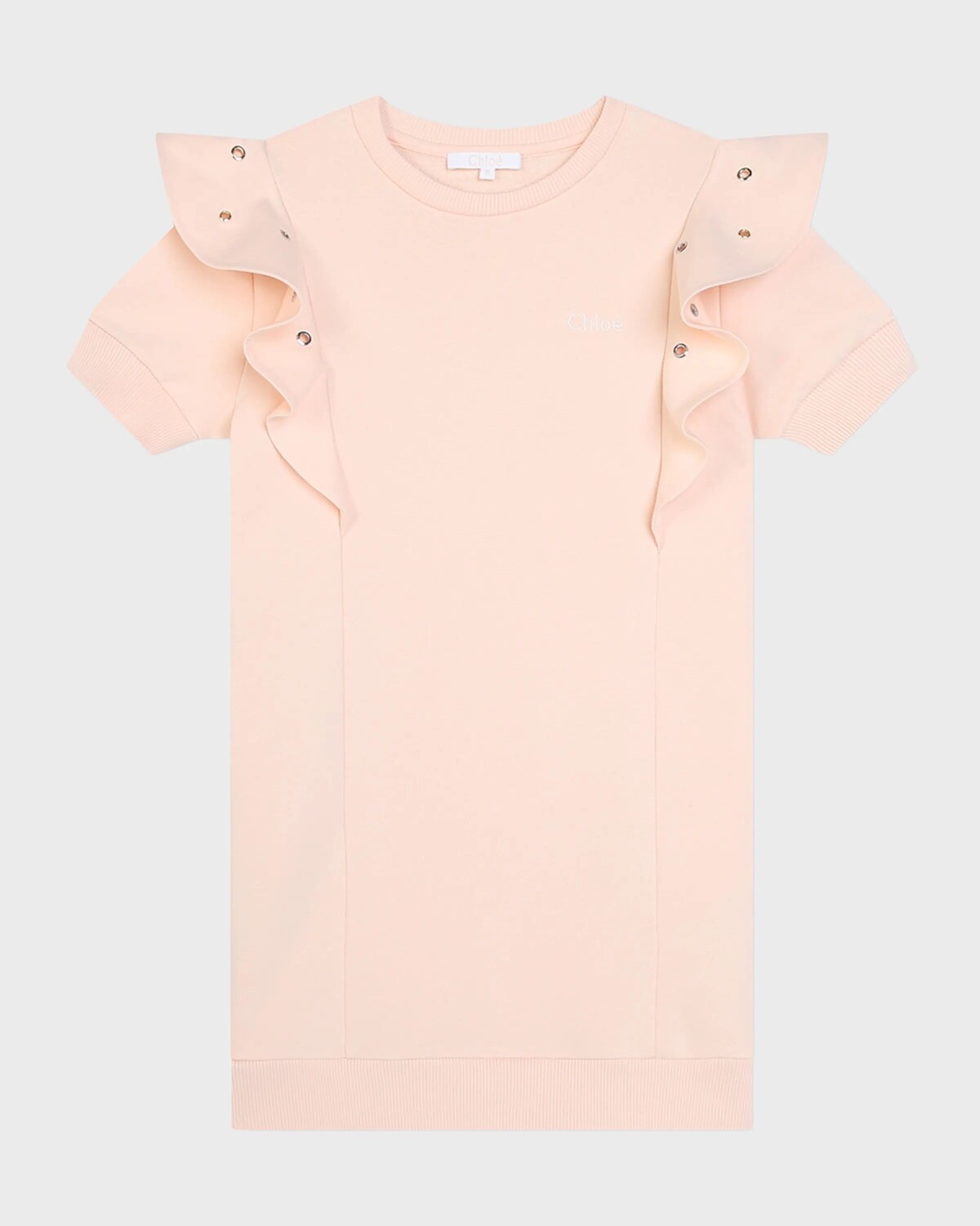 

Платье для девочек с вышитым логотипом и рюшами Chloé, цвет Pink