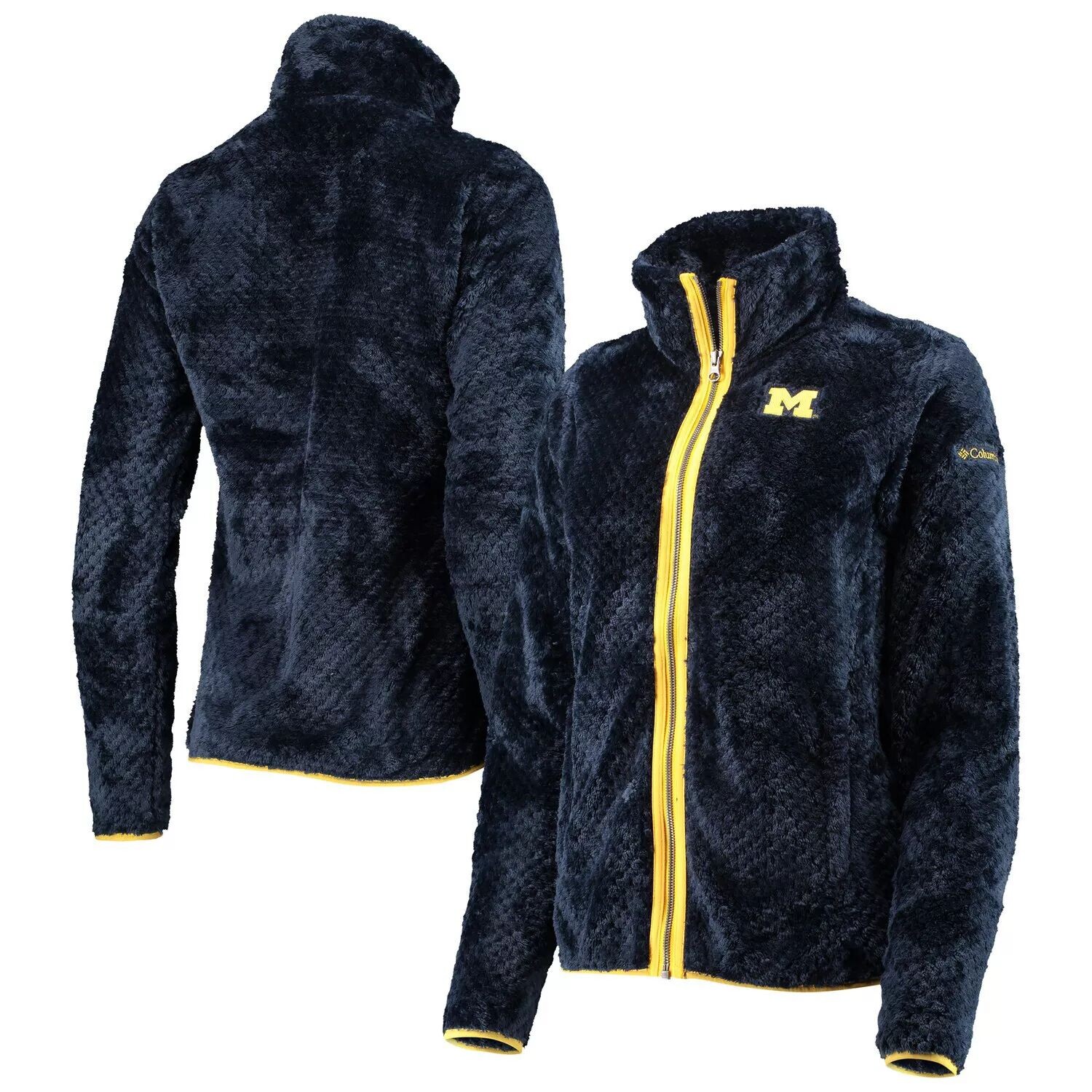 

Женская куртка Columbia Navy Michigan Wolverines Fireside II Sherpa с молнией во всю длину