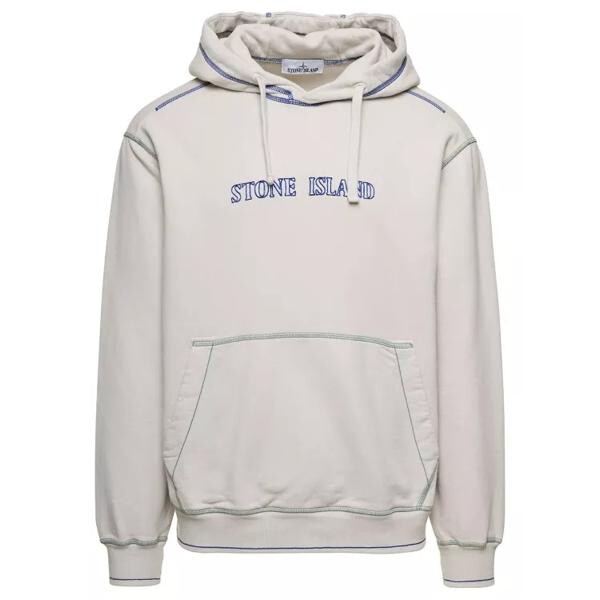 

Футболка hoodie with contrasting logo embroidery in co Stone Island, серый