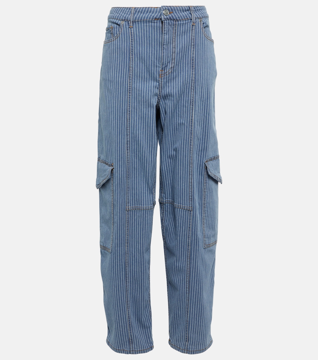 Широкие джинсы с высокой посадкой в полоску GANNI, синий юбка расклешенная с высокой посадкой в полоску ayzolle s бежевый