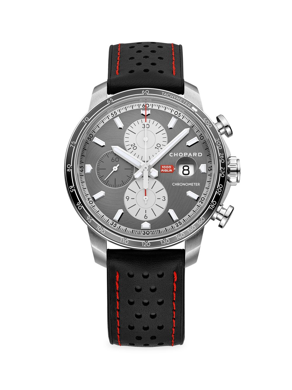 Часы-хронограф Mille Miglia из нержавеющей стали и кожи Chopard, серебряный chopard 1000 miglia edt m 80ml