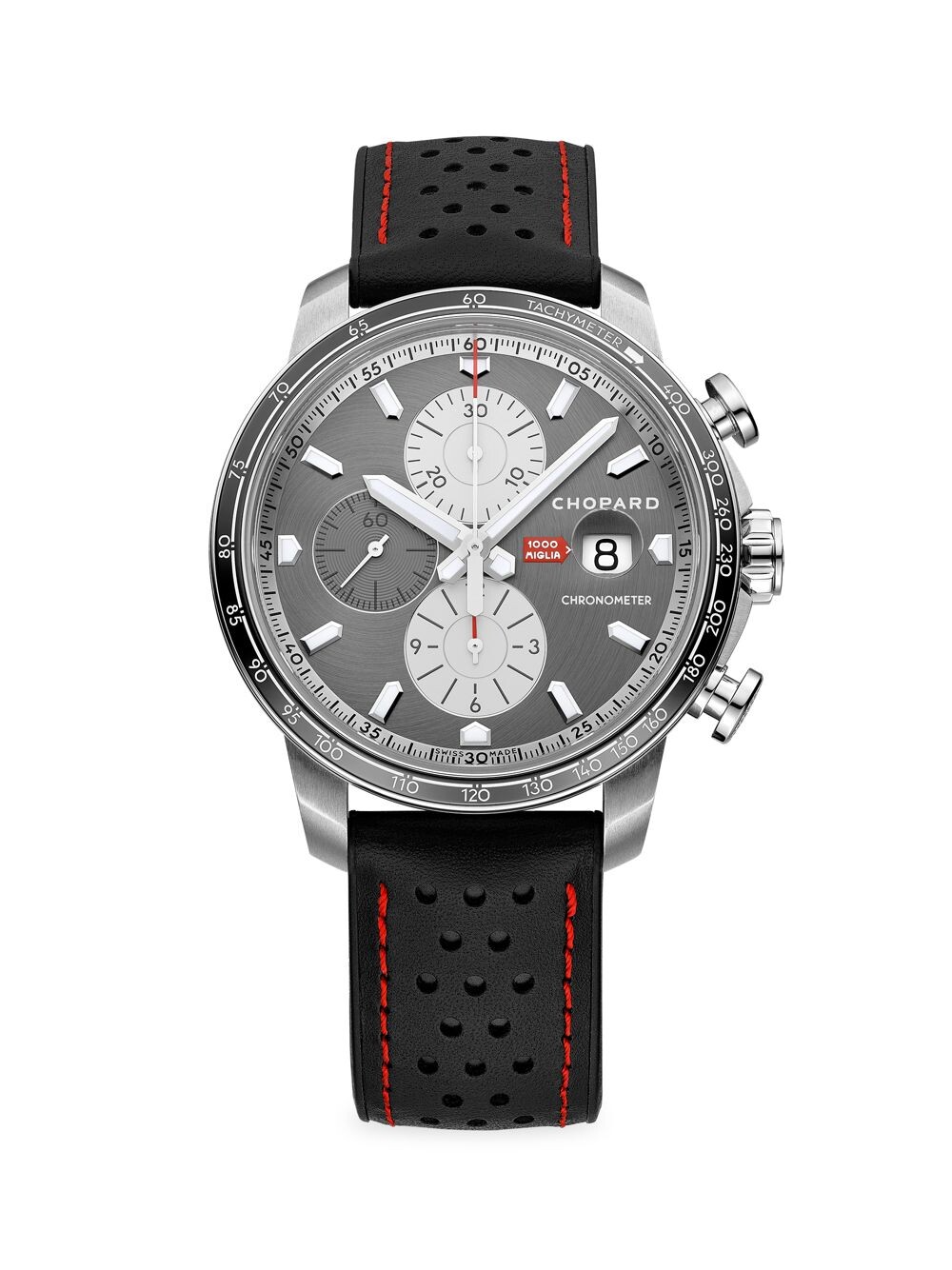 

Часы-хронограф Mille Miglia из нержавеющей стали и кожи Chopard, серебряный