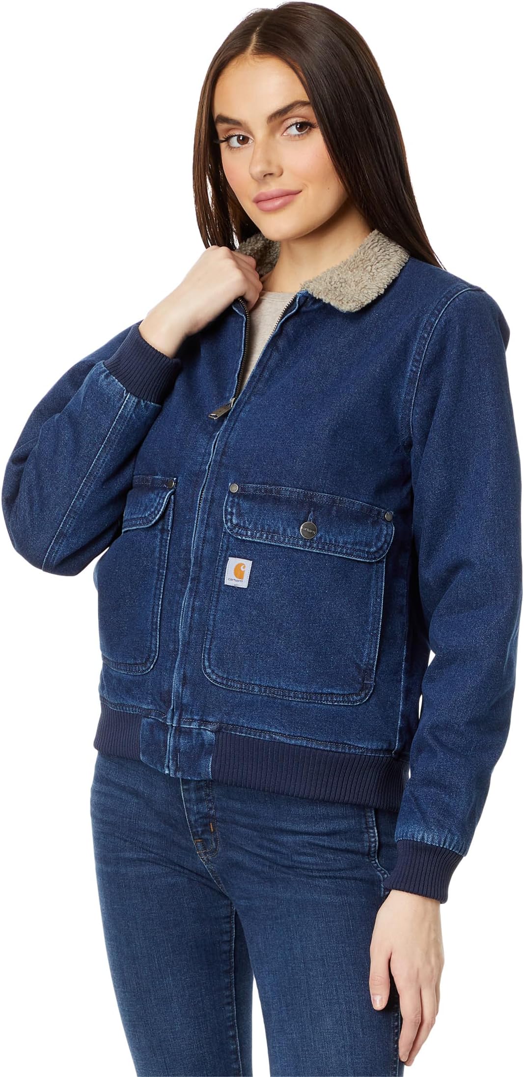 цена Куртка Relaxed Fit Denim Sherpa-Lined Jacket Carhartt, цвет Beech