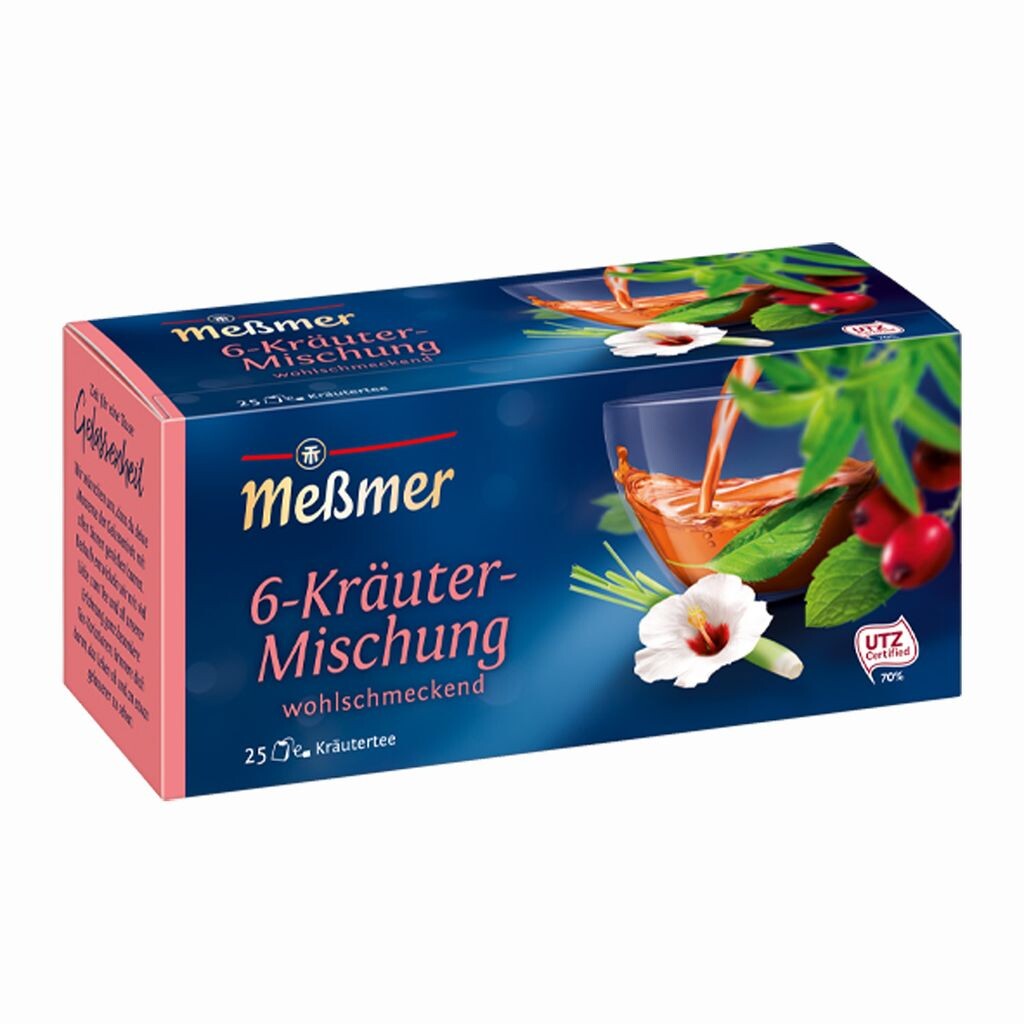 

Смесь трав Messmer 6, вкусная, ароматная, 25 чайных пакетиков, 50г Meßmer