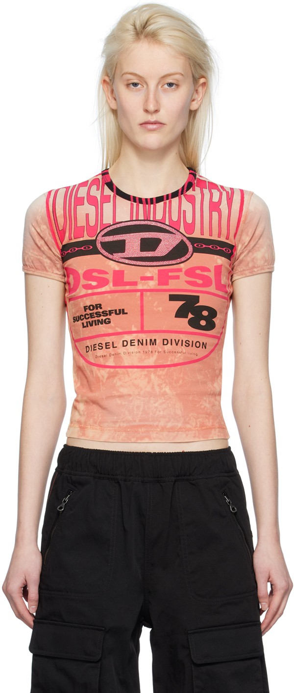 Розовая футболка T-Uncutie-Long-N8 Diesel