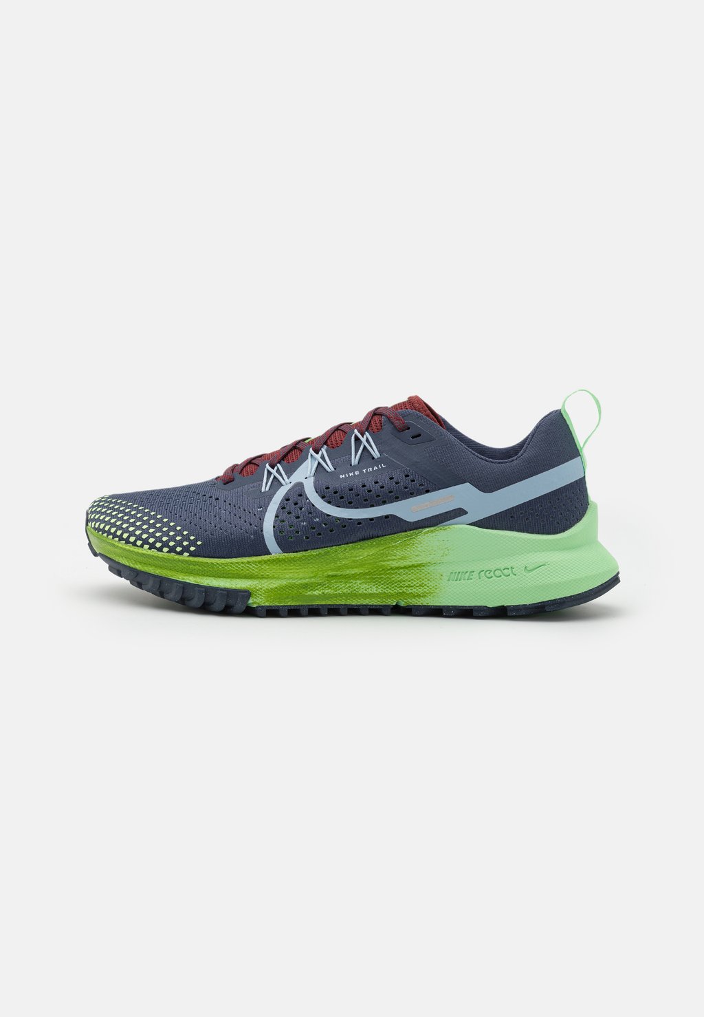 кроссовки для бега по пересеченной местности React Pegasus Trail 4 Nike, цвет thunder blue/light armory blue/chlorophyll/vapor green/dark team red
