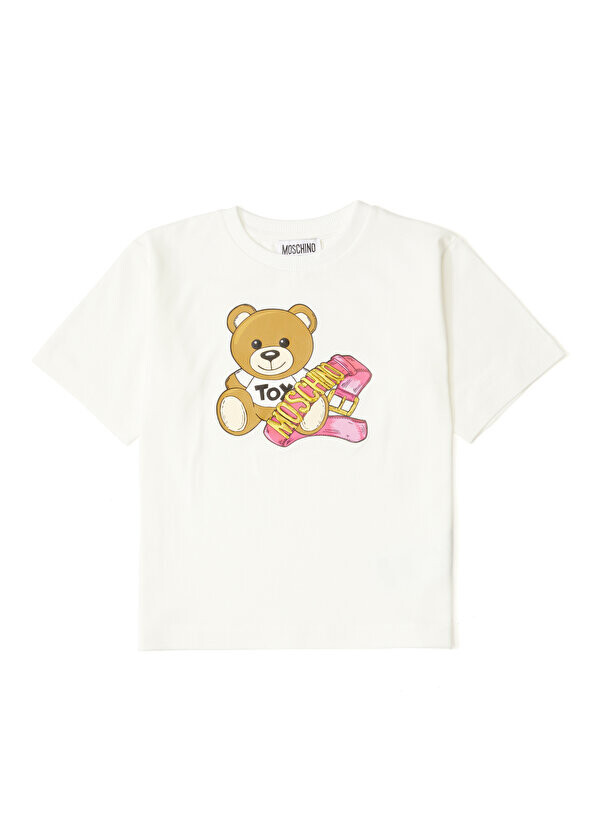 

Футболка для девочек с белым логотипом Moschino