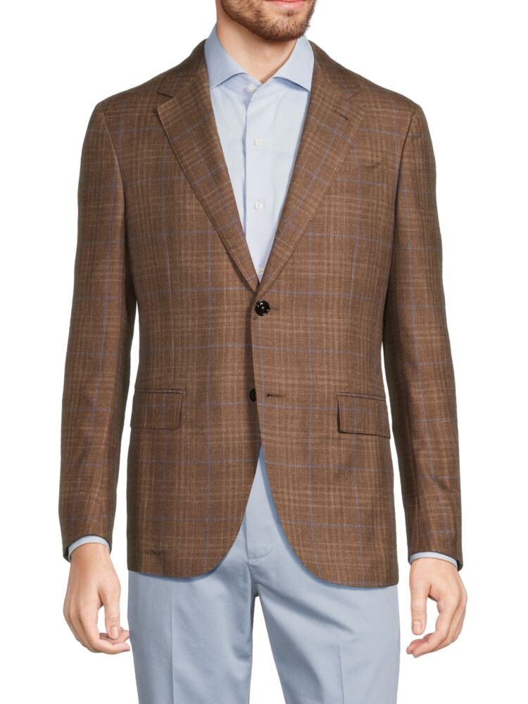 

Блейзер из кашемира в клетку Zegna, коричневый