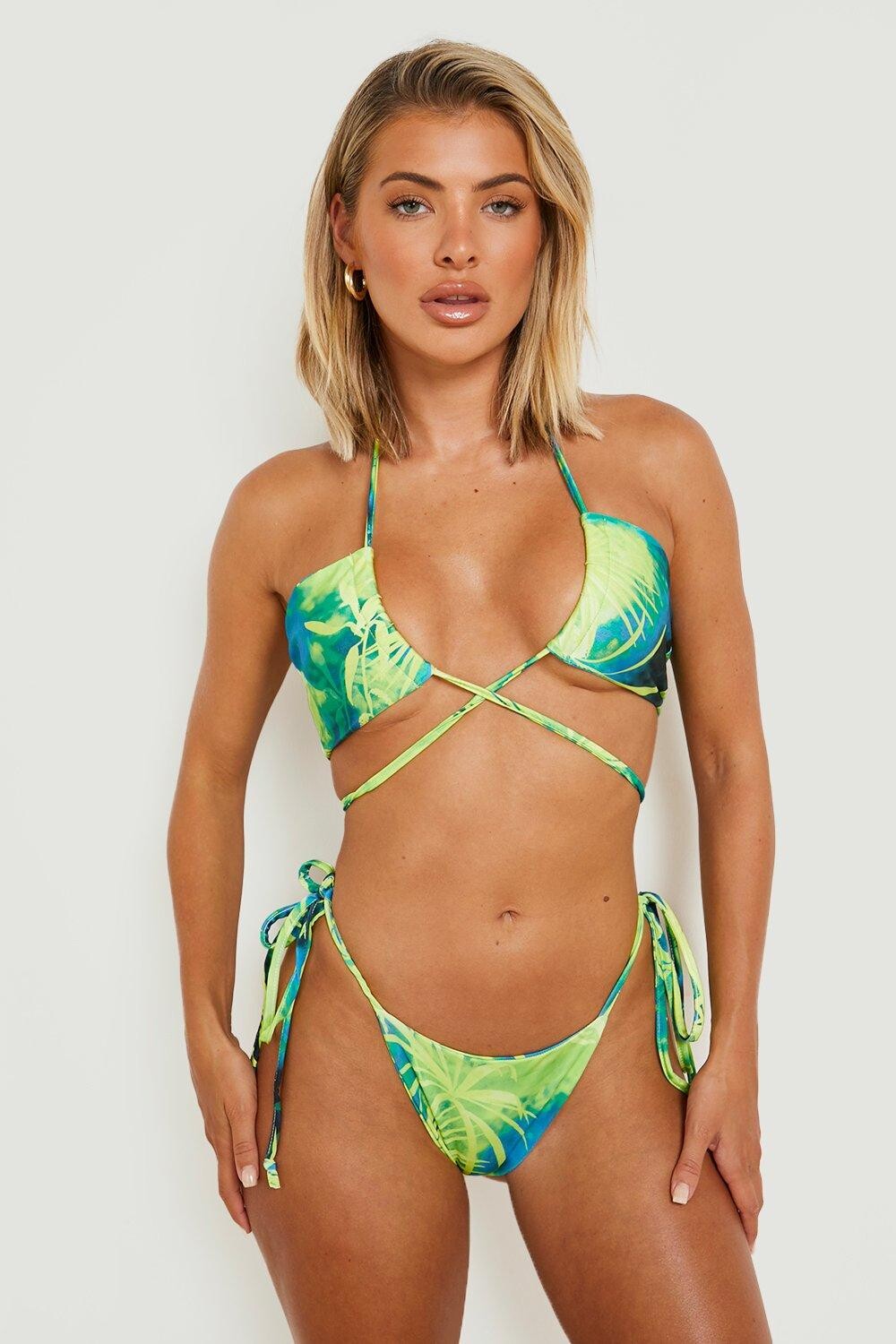 

Брюки бикини с завязками tropicana Boohoo, синий