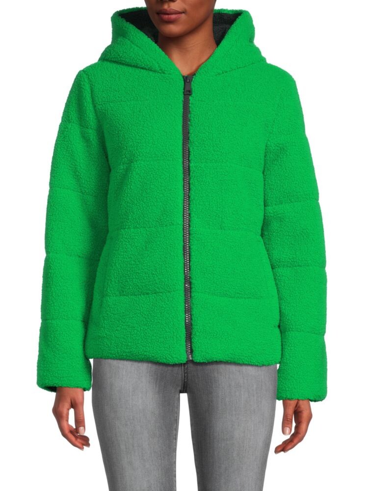 

Пуховик с капюшоном из искусственного меха Nvlt, цвет Apple Green