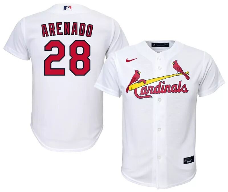 

Nike Youth St. Louis Cardinals Nolan Arenado #28 Белая домашняя крутая базовая майка