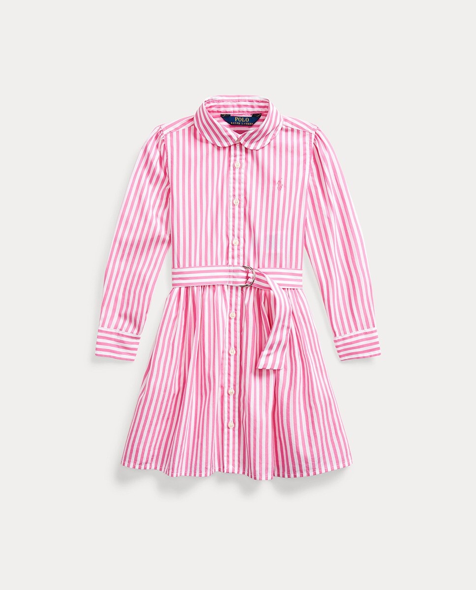 

Полосатое хлопковое платье для девочки Polo Ralph Lauren, розовый