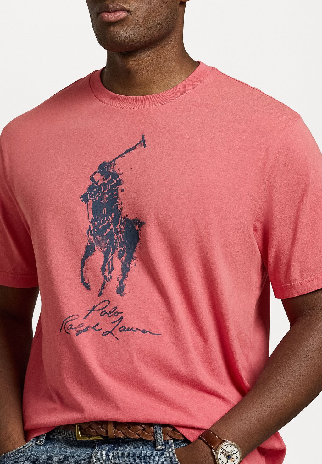 

Принт на футболке BIG PONY JERSEY T-SHIRT Ralph Lauren, розовый