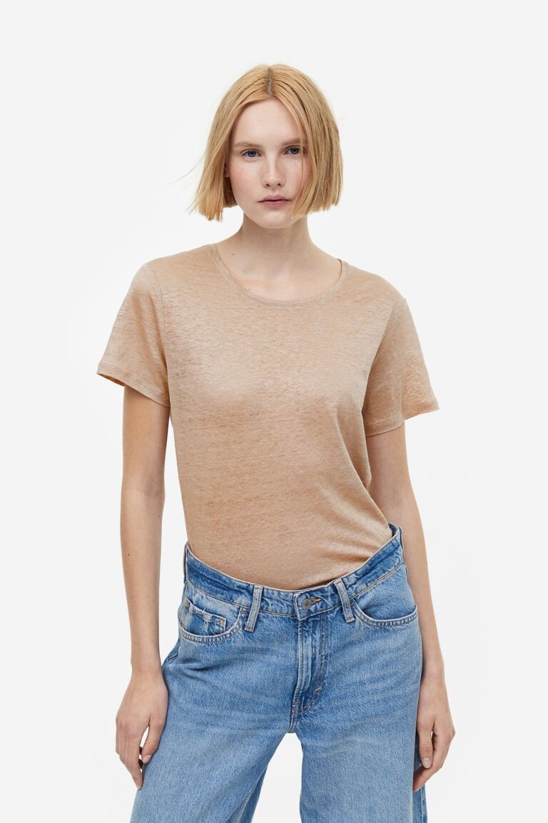 

Футболка из льняного трикотажа H&M