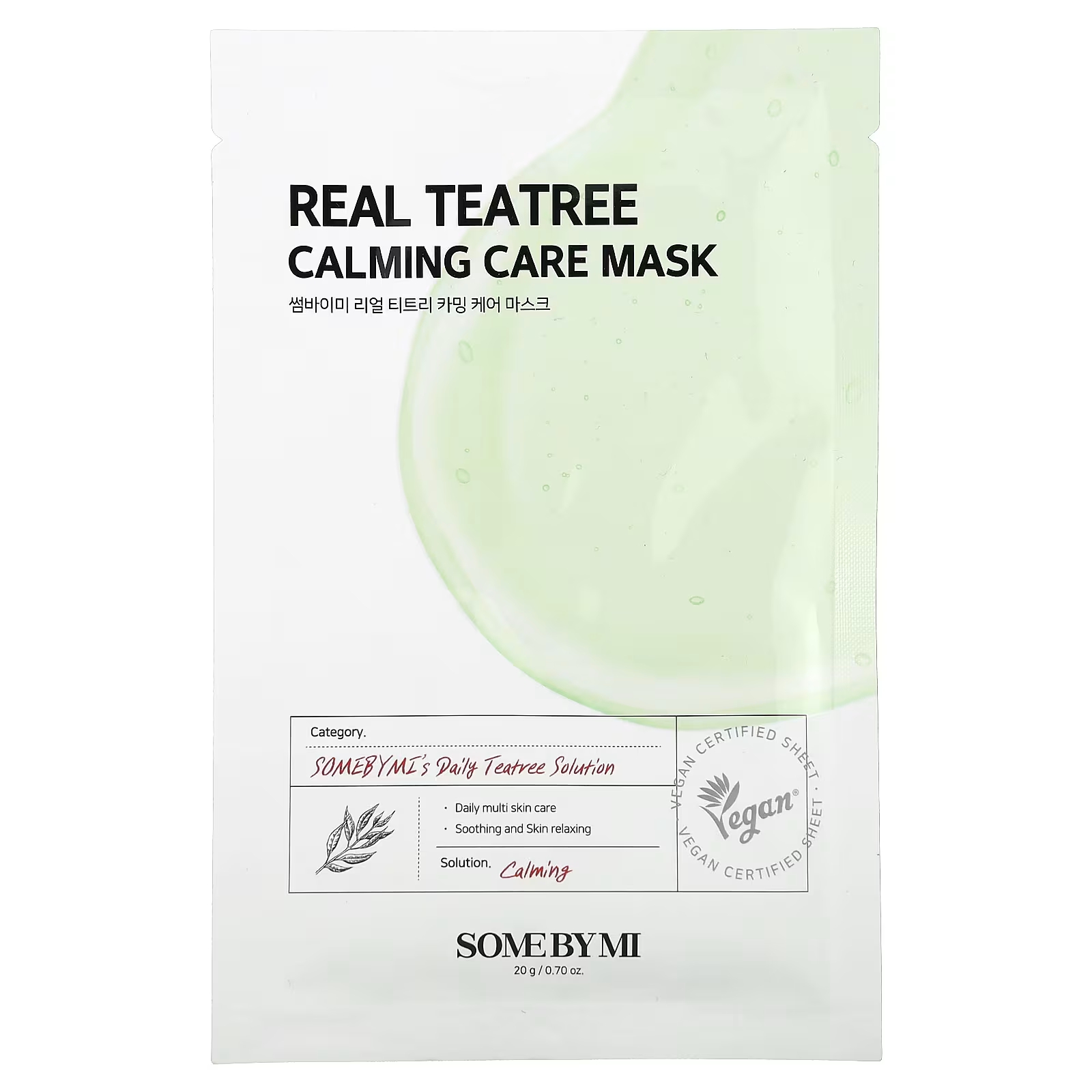 SOME BY MI Real Tea Tree Calming Care Beauty Mask, 1 лист, 0,70 унции (20 г) уход за лицом montagne jeunesse маска spa чайное дерево