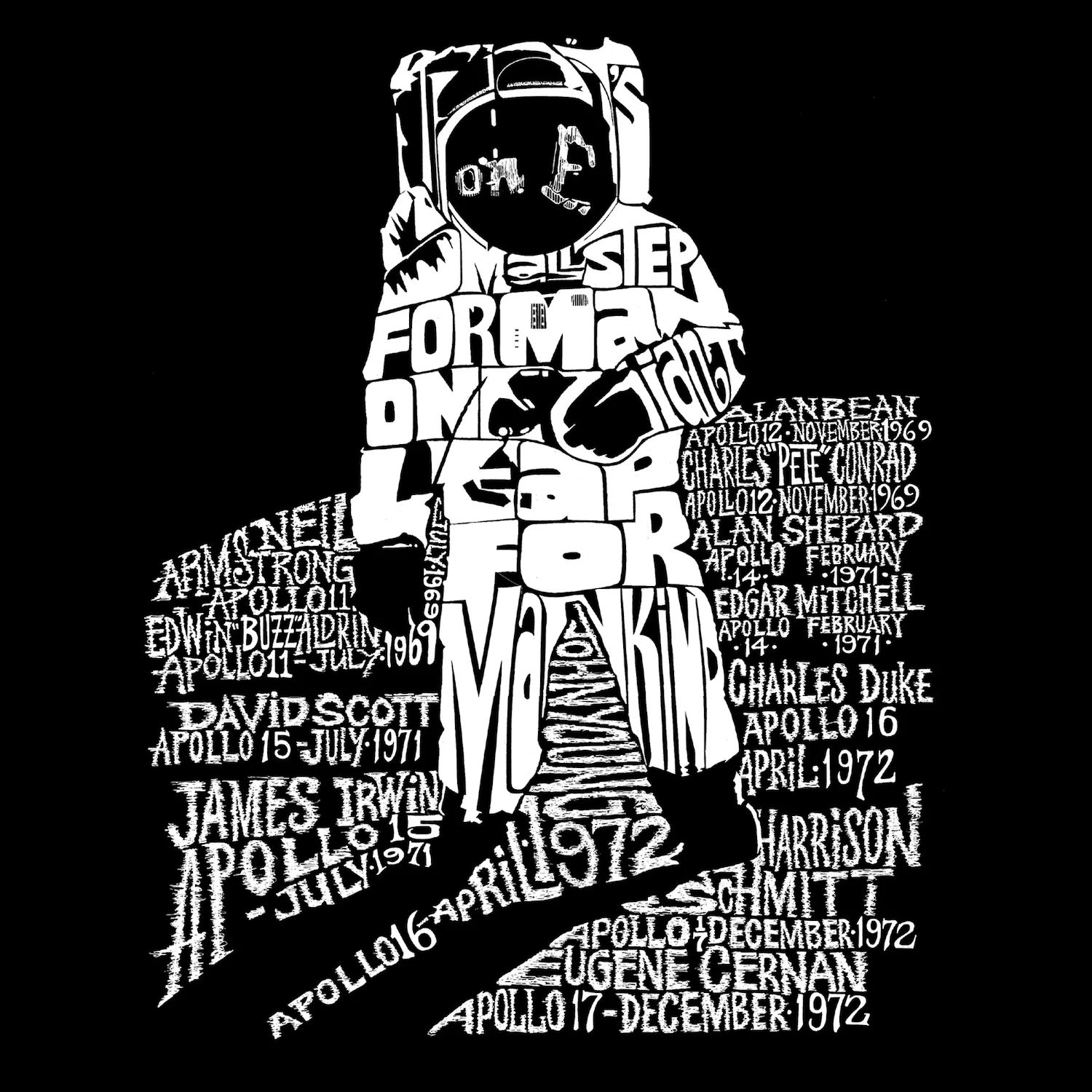 Астронавт - мужская футболка с рисунком Word Art LA Pop Art, серый