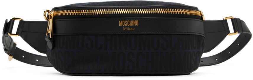 

Черная жаккардовая поясная сумка Moschino